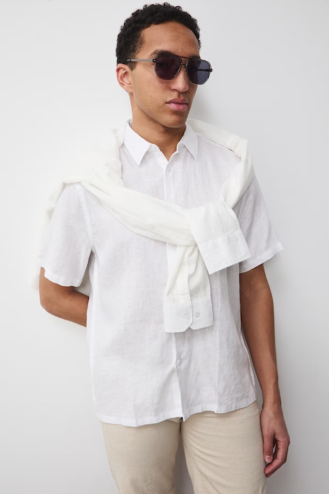 Koszula męska lniana biała RS26-KKM071
