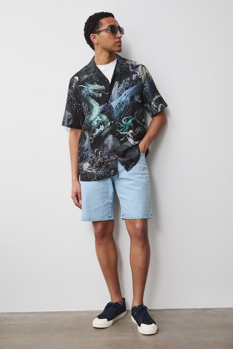 Medicine koszula męska z dodatkiem lnu multicolor