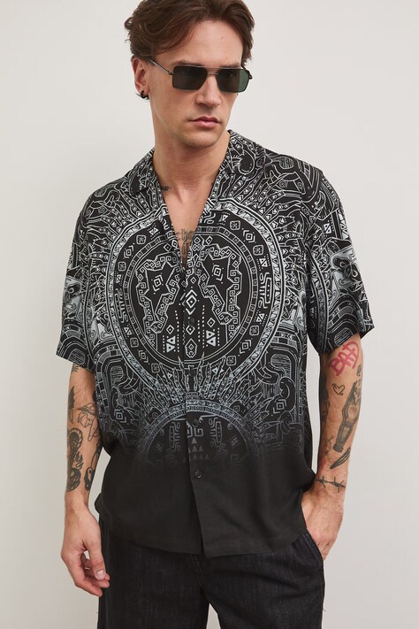 Medicine koszula męska z wiskozy czarna