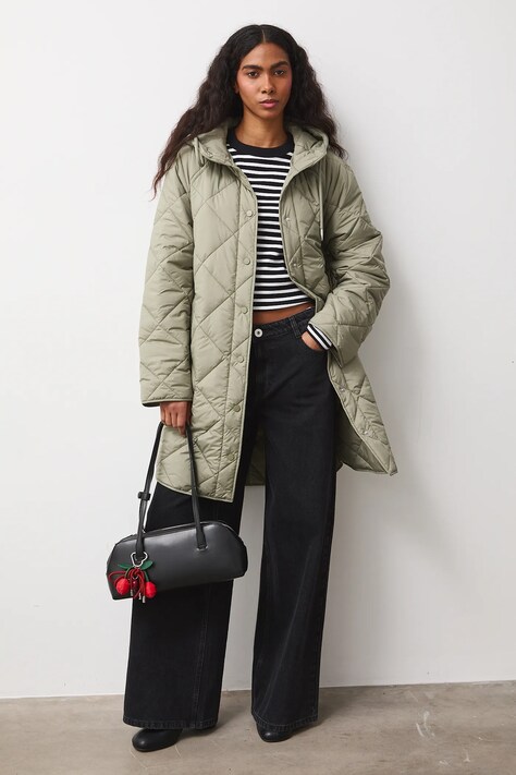 Medicine płaszcz pikowany damski zielony