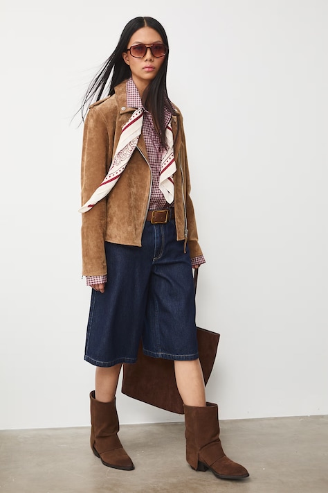 Medicine kurtka zamszowa damska kolor beżowy przejściowa