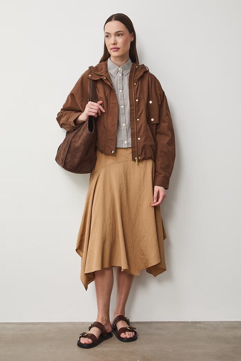 Medicine krótka kurtka damska z bawełny brązowa