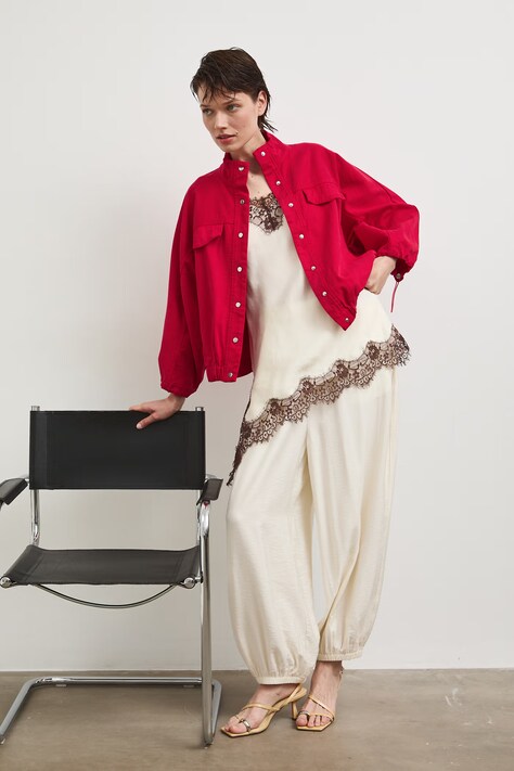 Medicine kurtka oversize damska z lyocellem czerwona