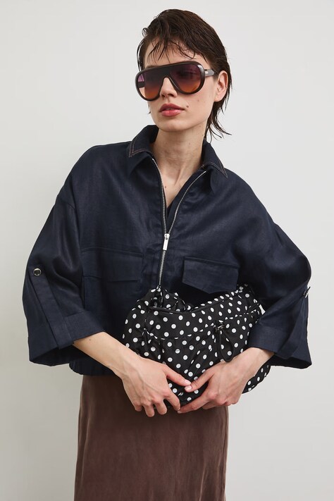 Medicine geacă bomber pentru femei, din in bleumarin