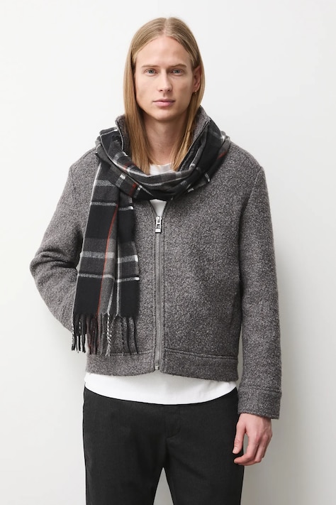 Kurtka męska typu harrington z wełną kolor szary RS26-KUM106