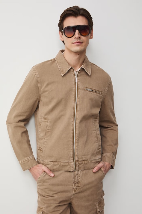 Kurtka jeansowa męska bawełniana beżowa RS26-KUM513