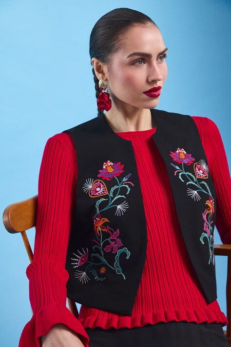 Medicine kamizelka damska kolor czarny jednorzędowa