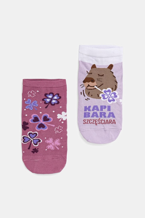 Skarpetki bawełniane damskie wzorzyste (2-pack) kolor multicolor RS26-LGD534