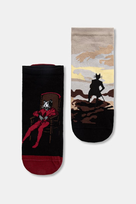 Skarpetki bawełniane męskie z okazji Dnia Kota (2-pack) kolor multicolor RS26-LGM305