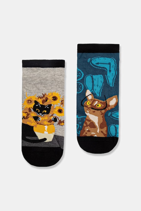 Skarpetki bawełniane męskie z okazji Dnia Kota (2-pack) kolor multicolor RS26-LGM309