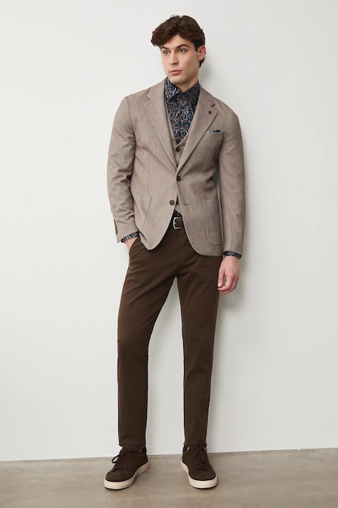 Marynarka męska regular melanżowa kolor brązowy RS26-MKM324