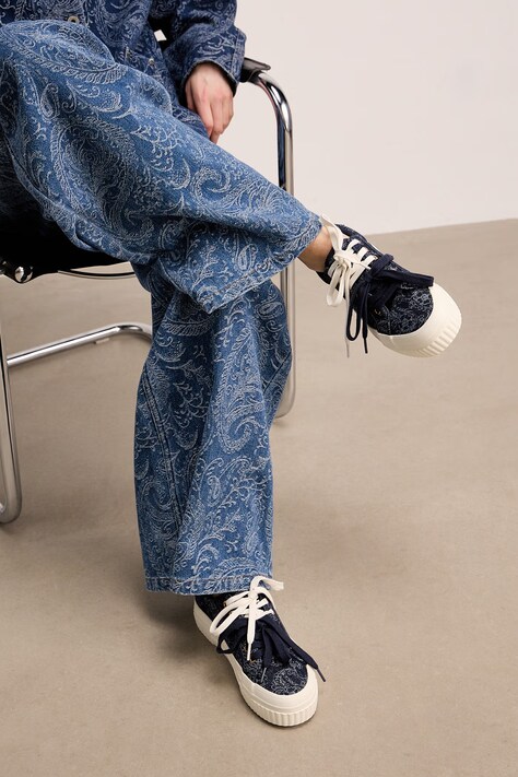 Medicine trampki damskie bawełniane niebieskie niskie na platformie