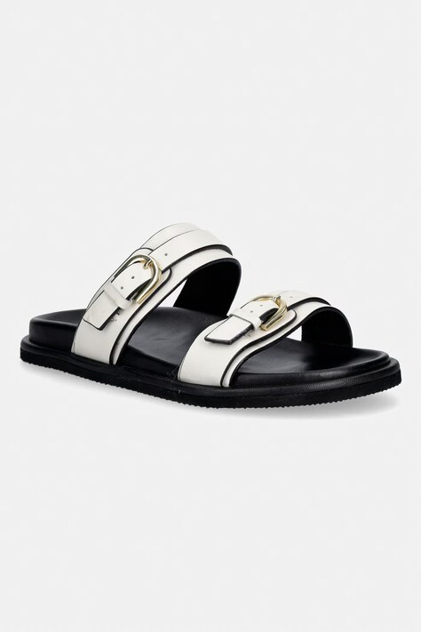 Medicine klapki damskie skórzane beżowe