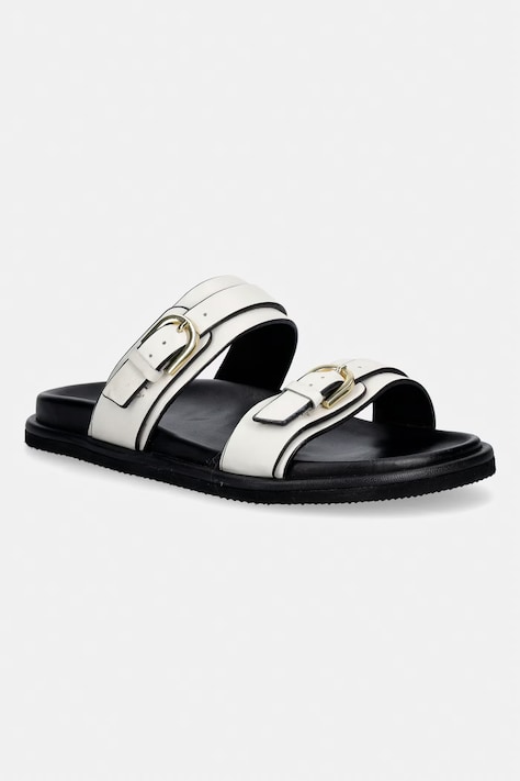 Klapki damskie skórzane Beżowe RS26-OBD508