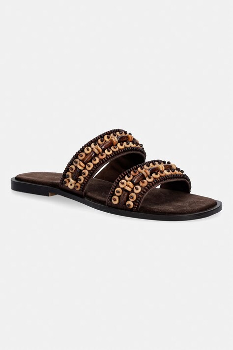 Medicine klapki damskie bawełniane brązowe