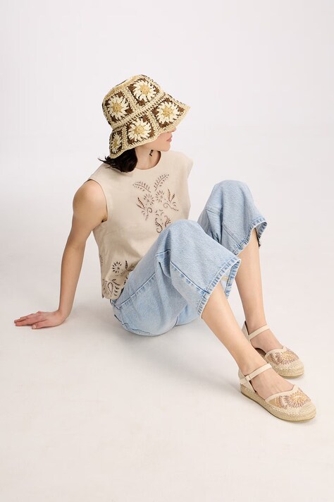 Sandały espadrylowe damskie beżowe RS26-OBD805