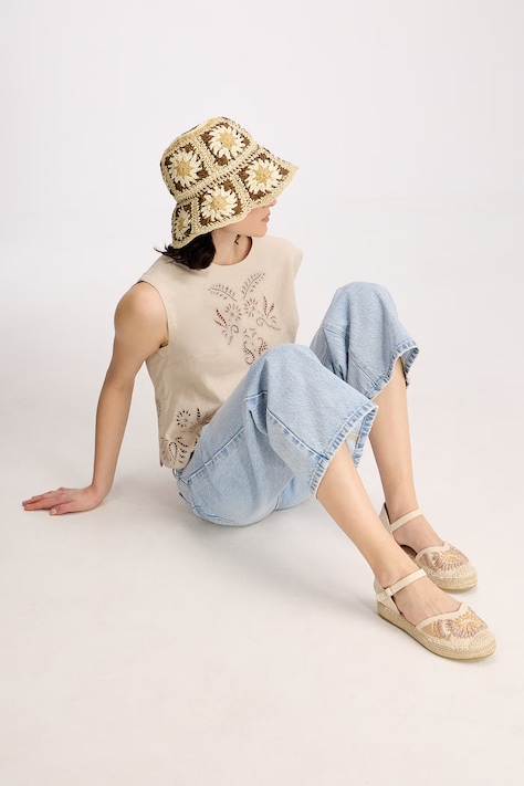 Sandały espadrylowe damskie beżowe RS26-OBD805