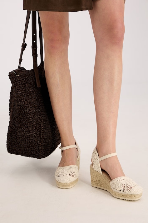 Sandały na koturnie damskie espadrylowe beżowe RS26-OBD806