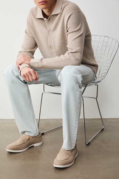 mokasíny pánské semišové béžové RS26-OBM408