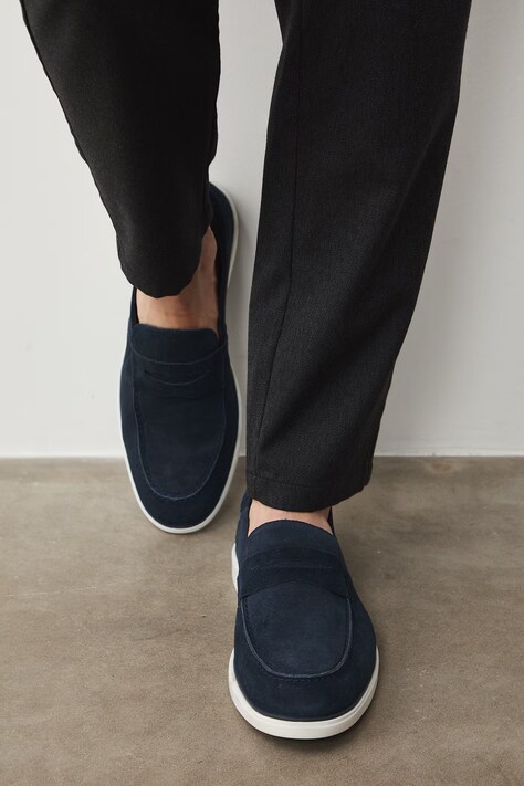 Medicine mokasyny męskie zamszowe granatowe