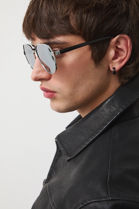Medicine okulary przeciwsłoneczne pilotki męskie srebrne