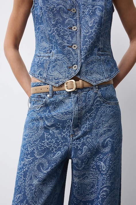 Pasek damski ze skóry ekologicznej kolor beżowy RS26-PAD104