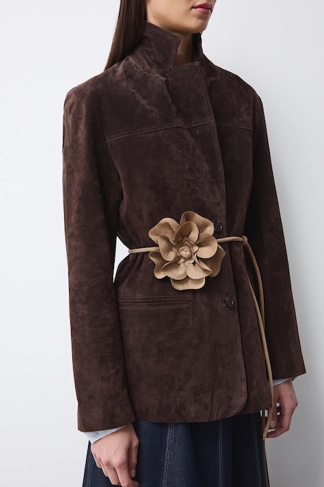 Medicine pasek wiązany damski z imitacji zamszu beżowy