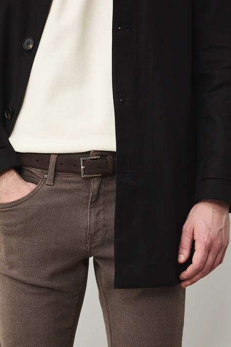 Medicine pasek męski zamszowy brązowy