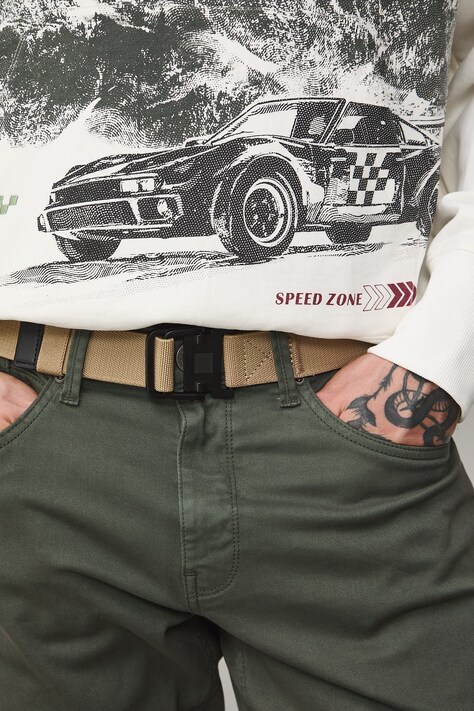 Medicine pasek parciany męski beżowy