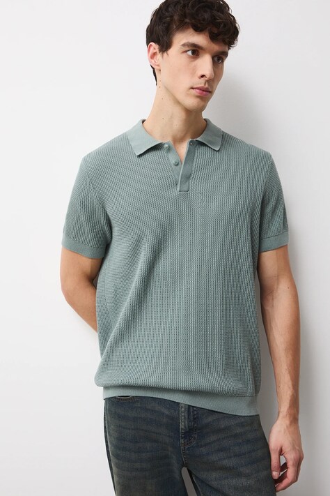 Medicine polo bawełniane męskie kolor zielony gładki