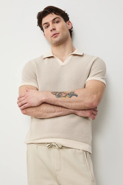 Medicine polo męskie bawełniane beżowe