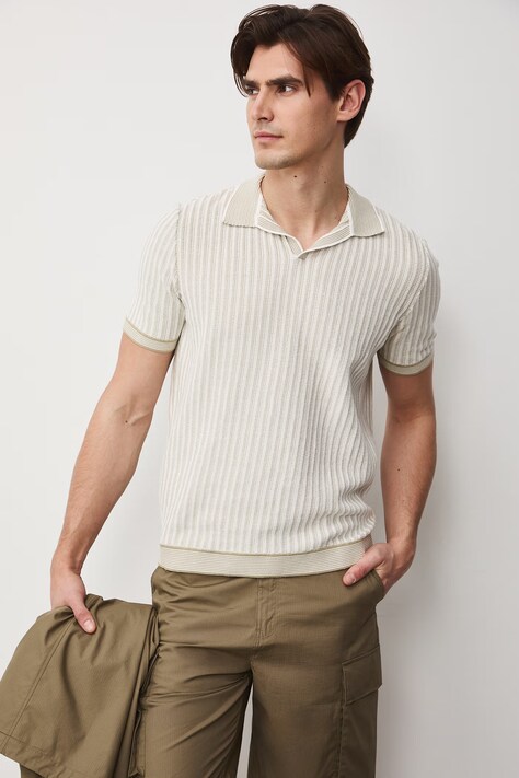 Medicine polo bawełniane męskie kolor zielony melanżowy