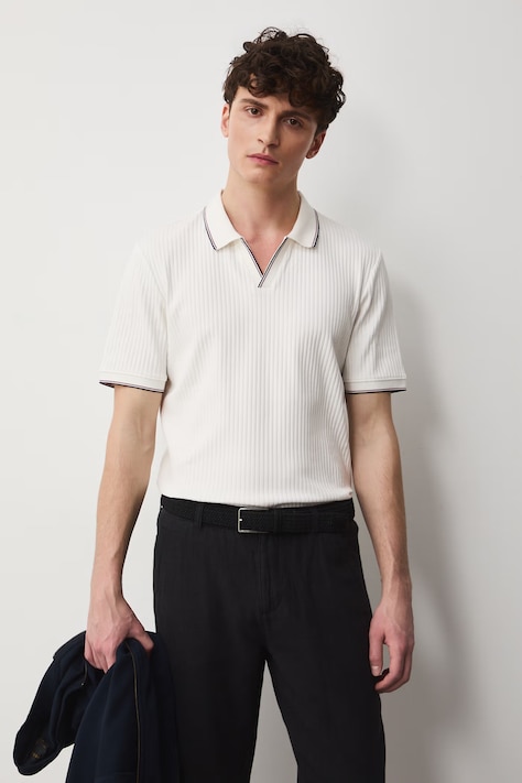 Polo męskie bawełniane z elastanem beżowe RS26-POM700