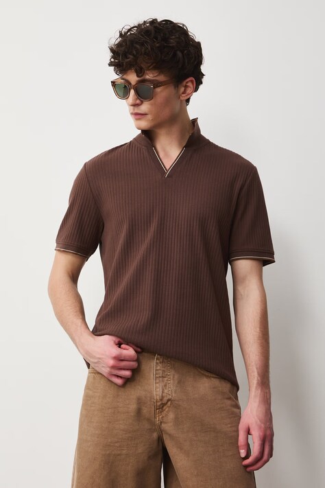 Medicine polo męskie bawełniane z elastanem brązowe