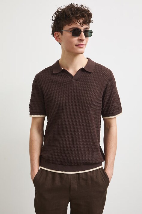 Medicine polo męskie bawełniane brązowe