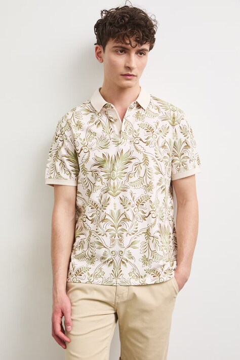 Medicine polo męskie bawełniane z elastanem beżowe