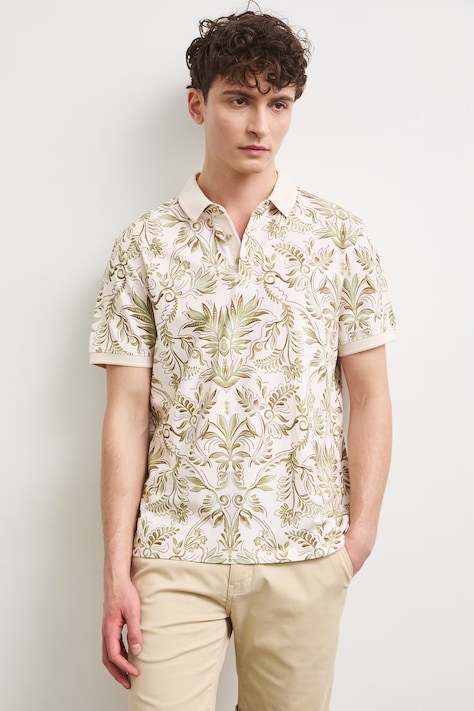 Polo męskie bawełniane z elastanem beżowe RS26-POM905