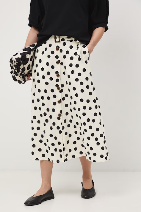 Medicine spódnica trapezowa z dodatkiem lnu beżowa