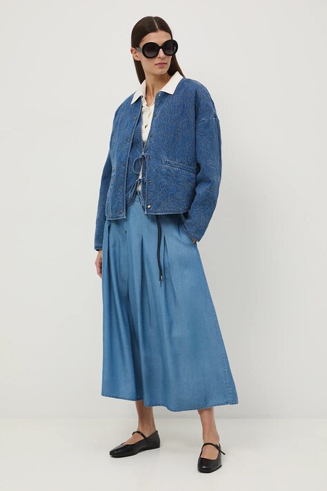 Medicine spódnica jeansowa kolor niebieski midi rozkloszowana