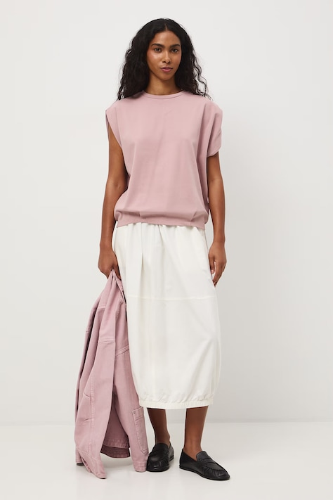 Spódnica midi z przeszyciami biała RS26-SDD500