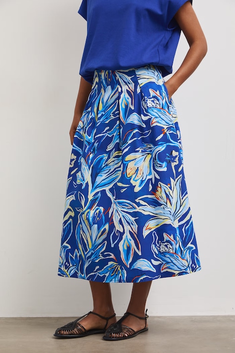 Spódnica bawełniana midi granatowa RS26-SDD805