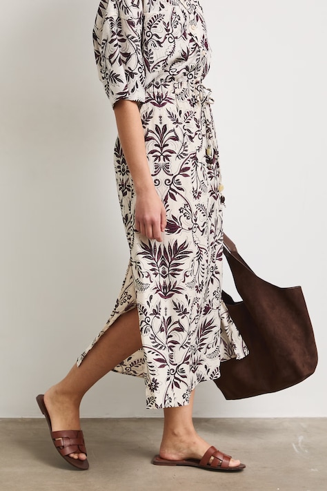 spódnica trapezowa z wiskozą beżowa RS26-SDD905