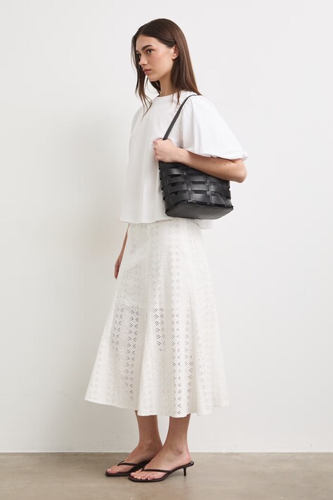 Medicine spódnica trapezowa bawełniana biała