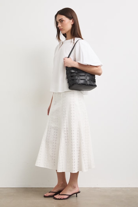 Spódnica trapezowa bawełniana biała RS26-SDD908