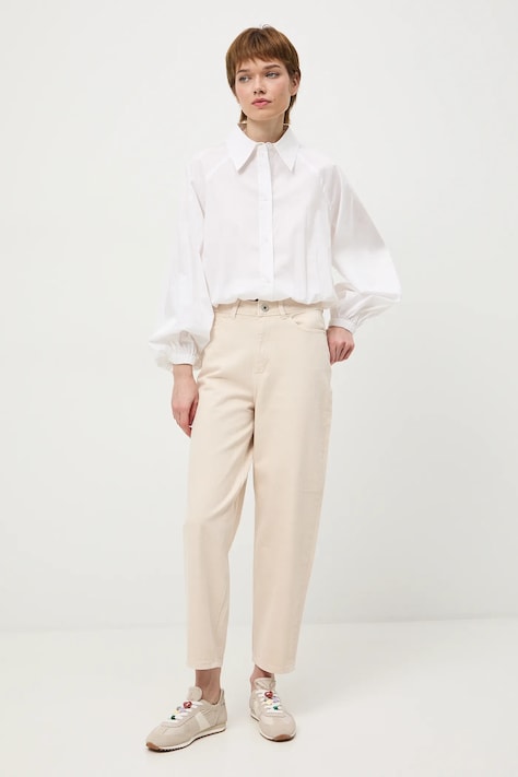 Medicine jeansy mom fit damskie beżowe