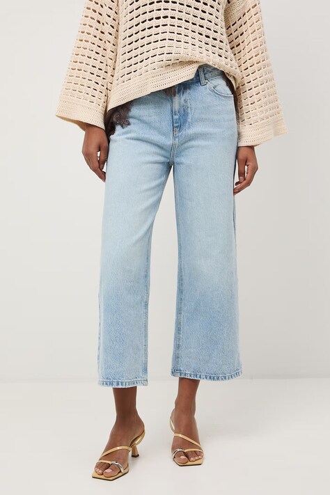 Medicine jeansy straight damskie niebieskie