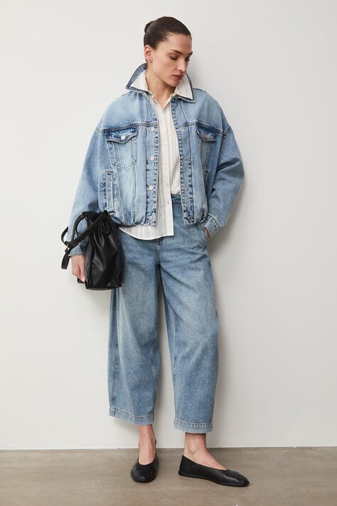 Medicine jeansy slouchy damskie niebieskie