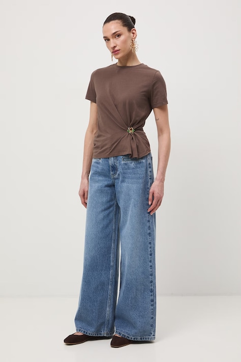 Jeansy wide leg damskie niebieskie RS26-SJD512