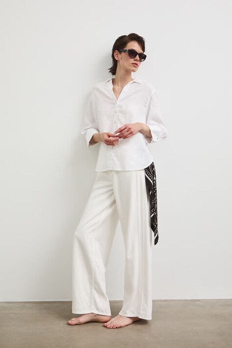 Jeansy wide leg damskie białe RS26-SJD800