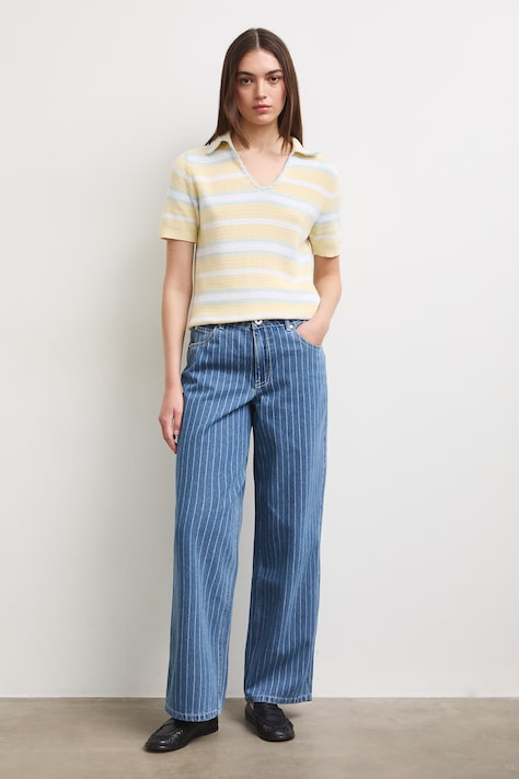 Jeansy wide leg damskie niebieskie RS26-SJD801